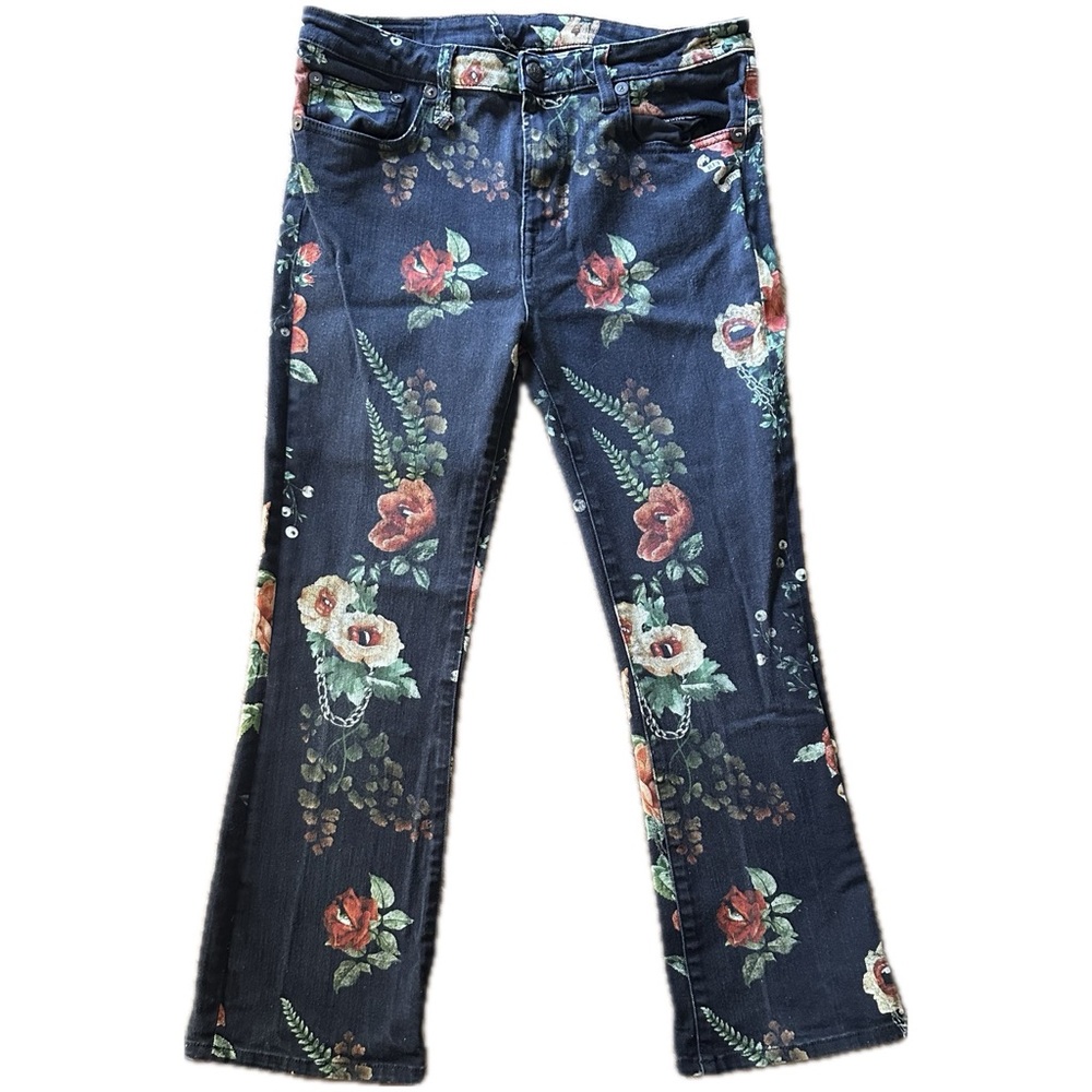 R13 Black, Cool Floral Kick Flare Jeans